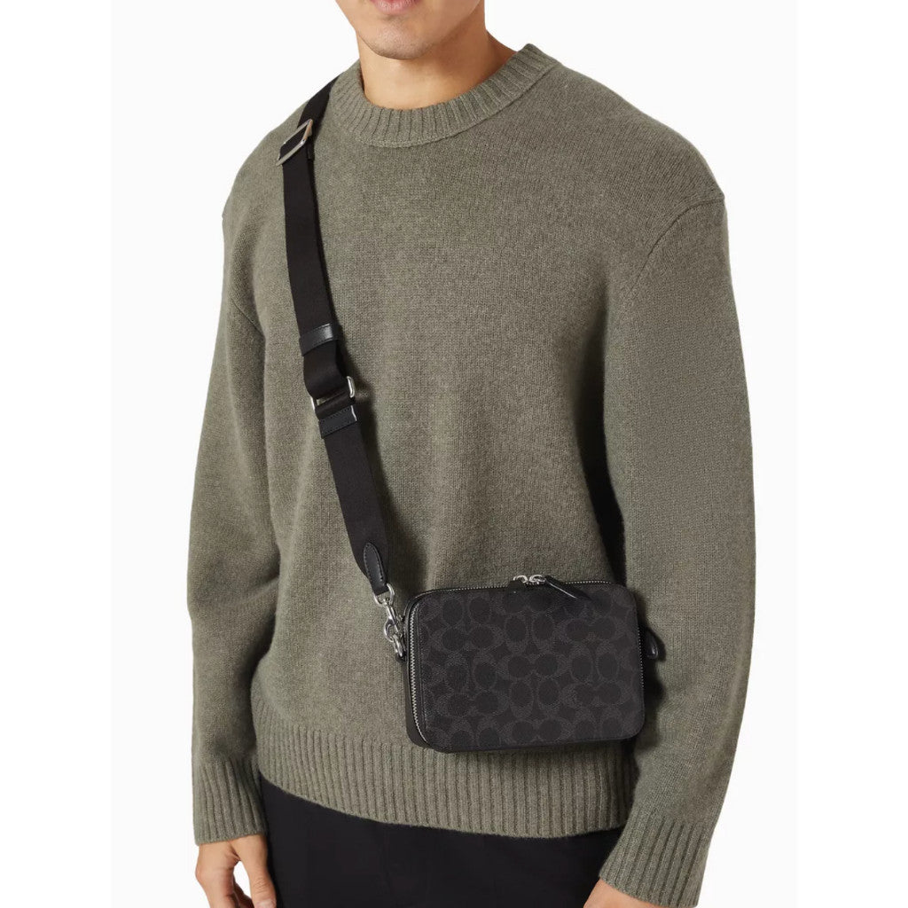ORIG & IMPORTED Coach Retail Charter 19 Silver Hardware Crossbody Men's Black Bag