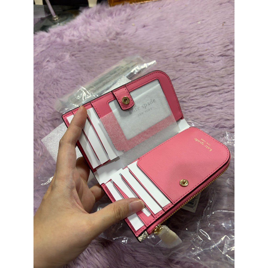 ORIG & IMPORTED KS Spade Flower Small Slim Bifold Pink Wallet