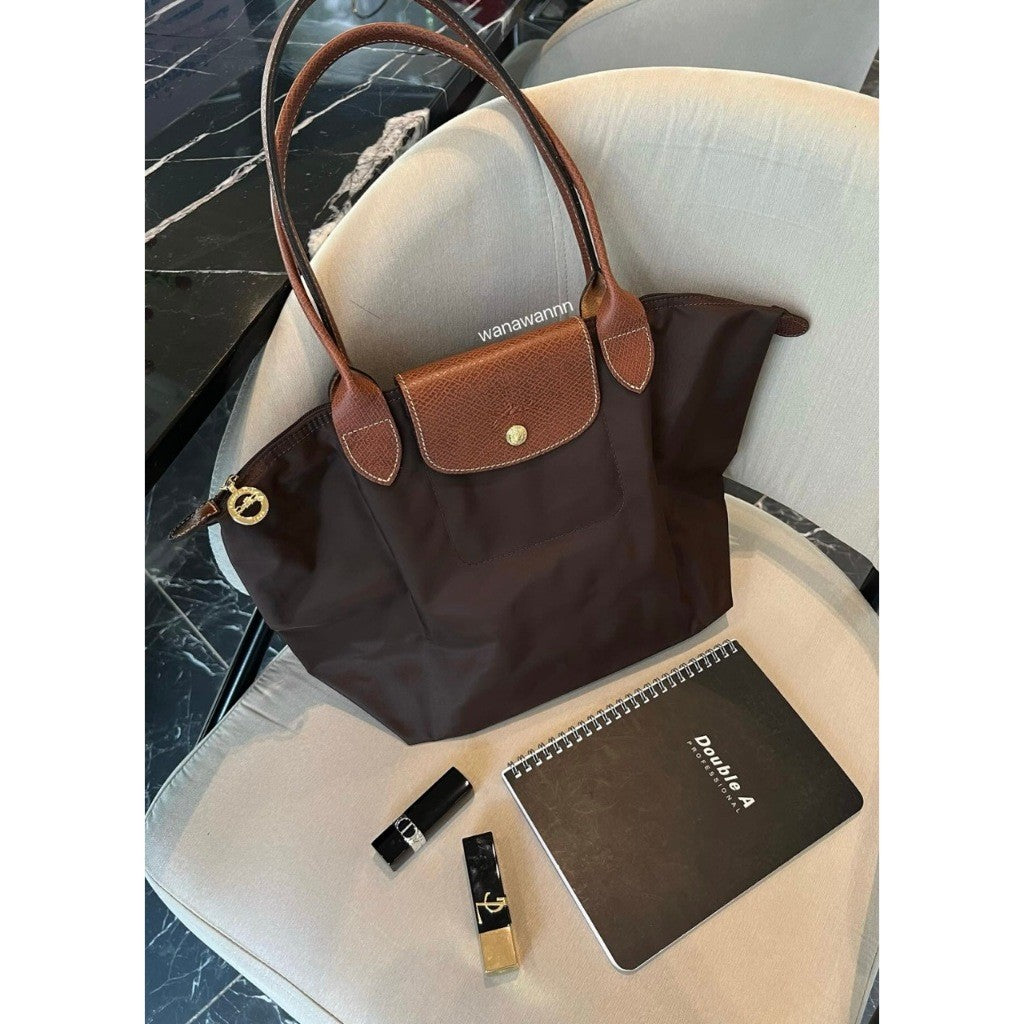 ORIG & IMPORTED EBONY BROWN Longchamp LC Le Pliage Nylon Tote Bag