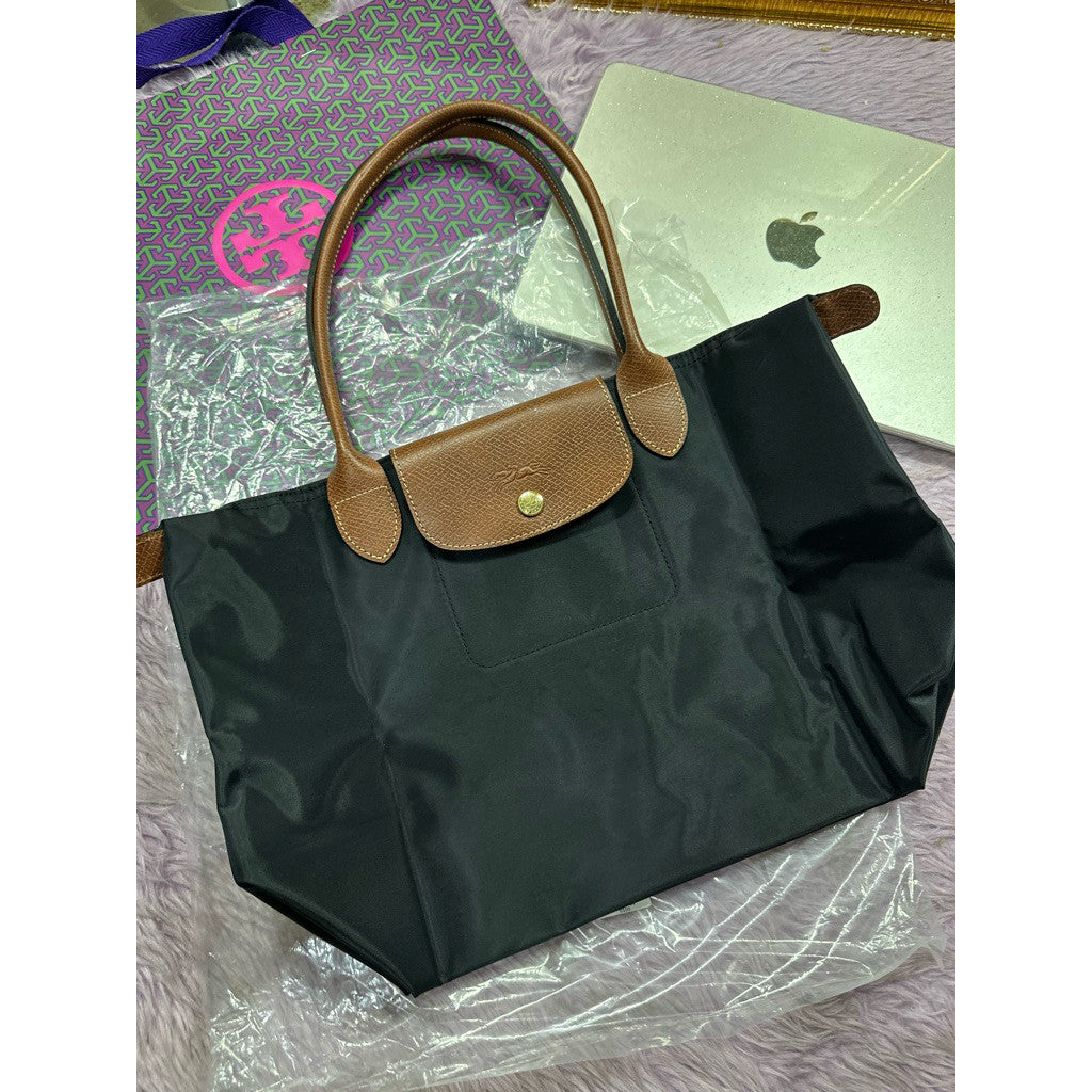 ORIG & IMPORTED Classic BROWN/BLACK Longchamp LC Le Pliage Nylon Tote Bag