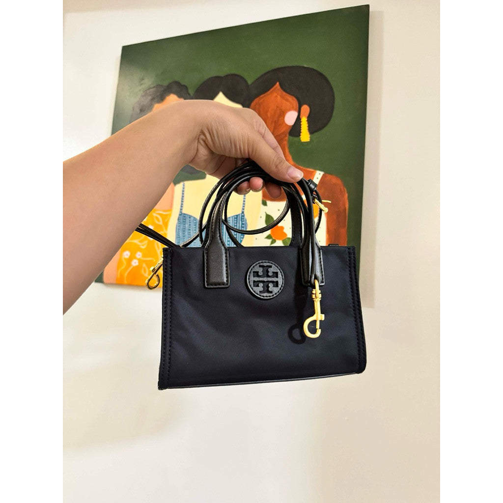 ORIG Preloved TB Mini Ella Nylon Tote Phone Bag in Black/Green