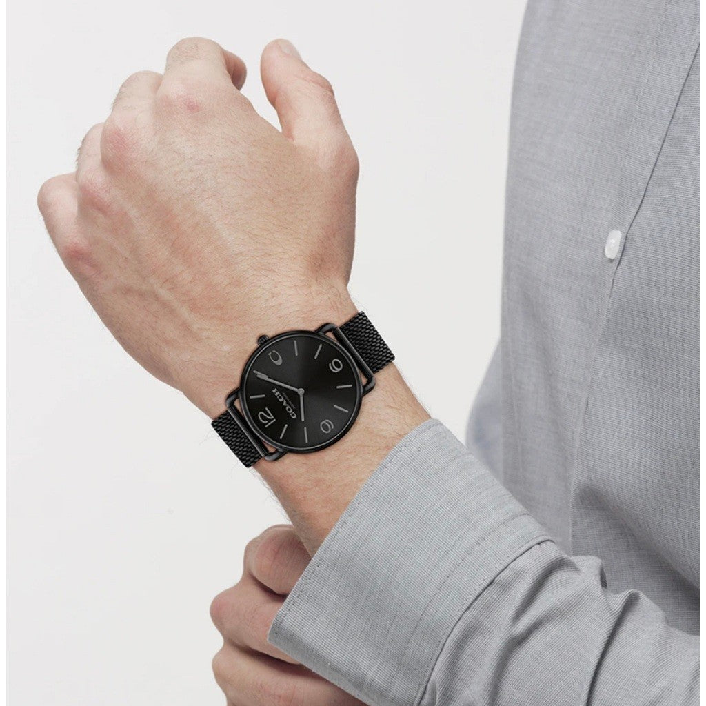 ORIG & IMPORTED CCH 14602651 Men's Ionic Plated Black Steel Mesh Watch