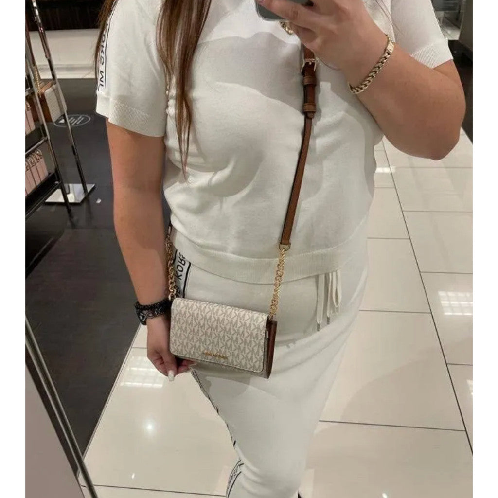 ORIG Preloved MK Jet Set Travel Medium Phone Crossbody Small Vanilla/White Bag