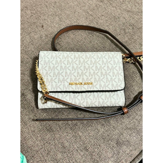 ORIG Preloved MK Jet Set Travel Medium Phone Crossbody Small Vanilla/White Bag