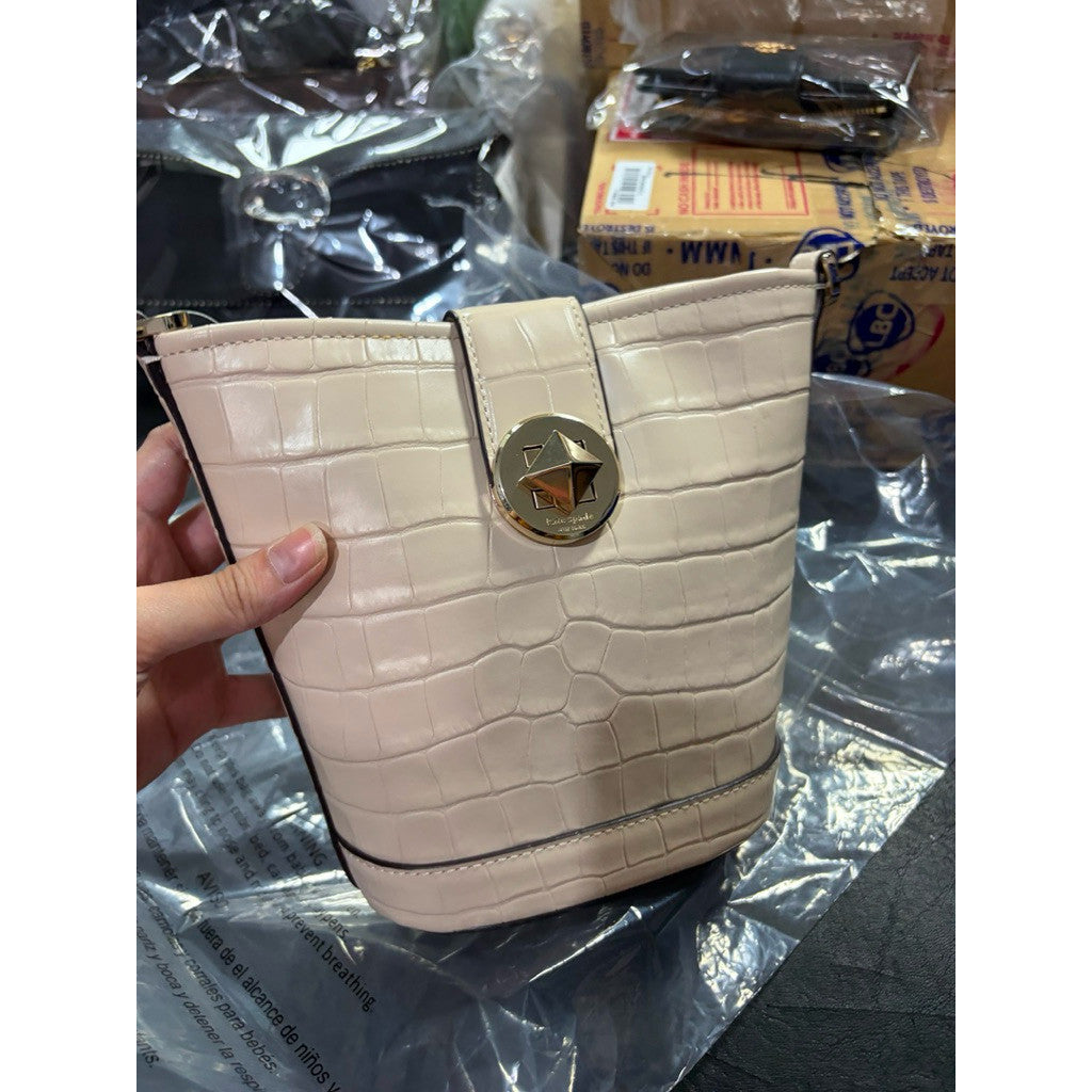 ORIG & IMPORTED KS Audrey Mini Bucket Beige Croc Bag