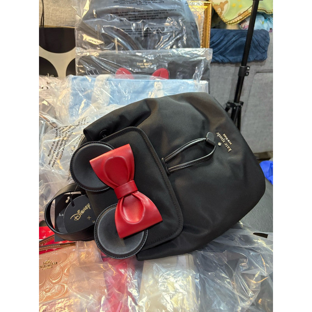 ORIG & IMPORTED KS Disney Minnie Mouse 3D Nylon Backpack Black Bag