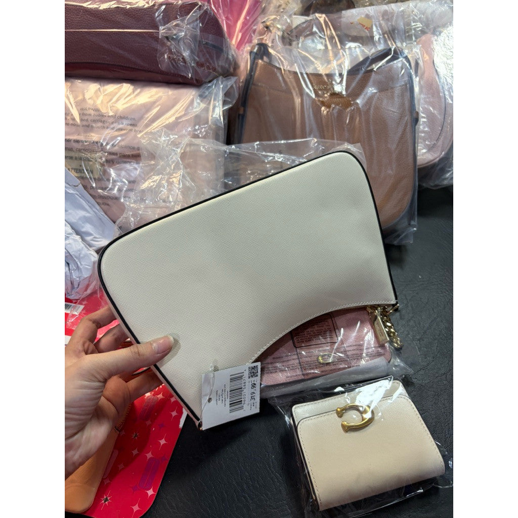 ORIG & IMPORTED KS Madison Puffy Heart Convertible Crossbody White Chain Bag