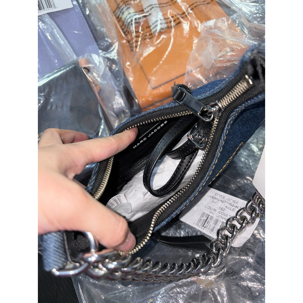 ORIG & IMPORTED MJ Denim Cruiser Mini Crescent Crossbody Shoulder Navy Blue Bag