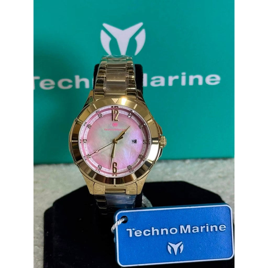 ORIG & IMPORTED Technomarine 33mm LUNA TM-825001 Gold Lady's Watch