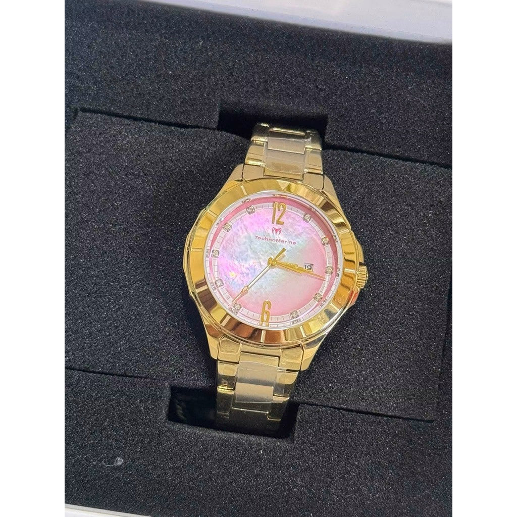 ORIG & IMPORTED Technomarine 33mm LUNA TM-825001 Gold Lady's Watch