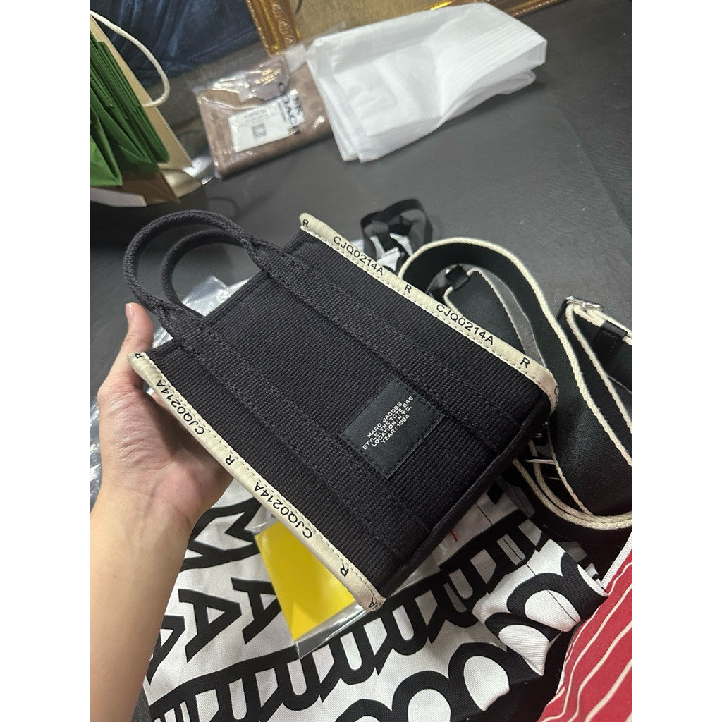 ORIG Preloved MJ The Jacquard Crossbody Mini Tote Phone White Bag Black