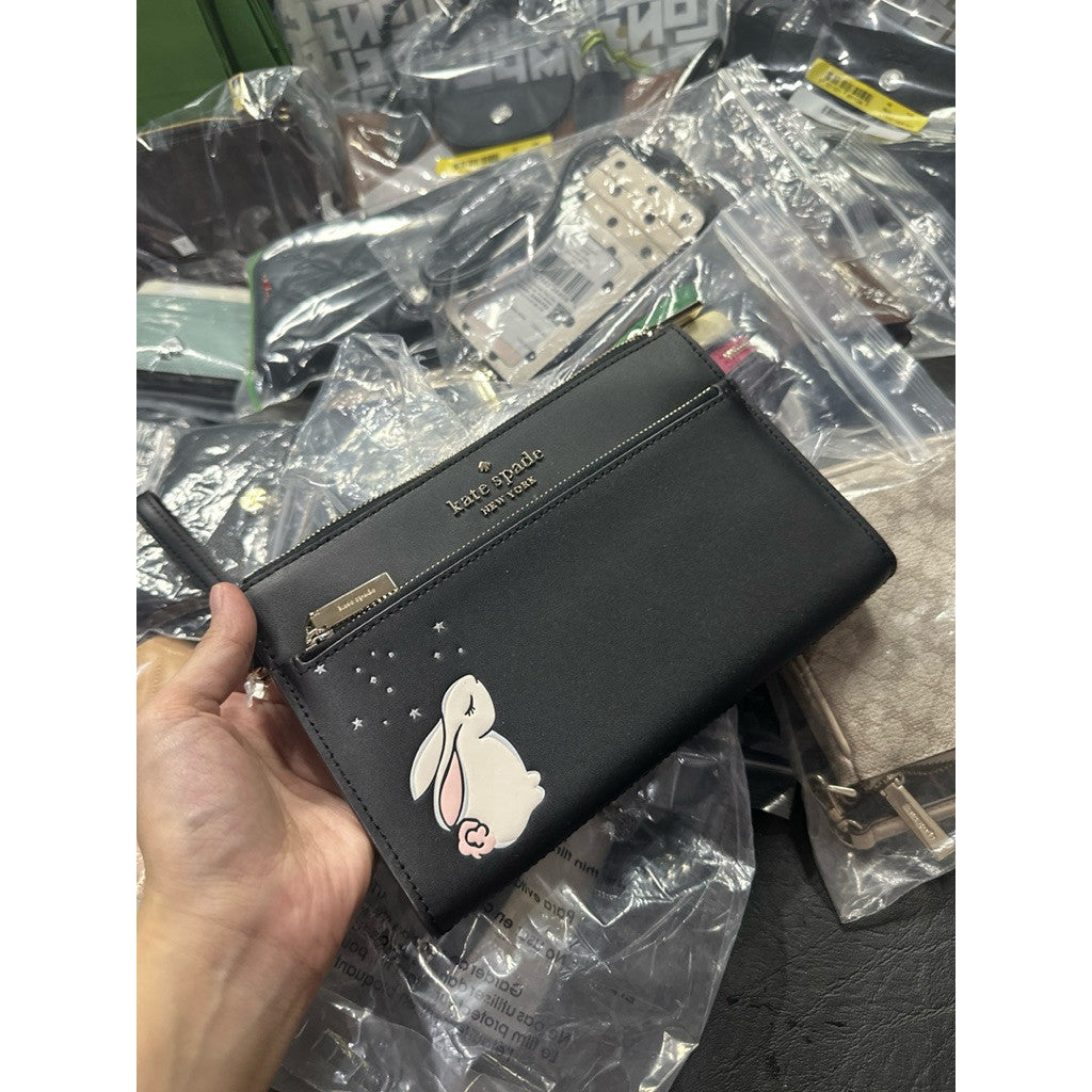 ORIG & IMPORTED KS Bunny Medium Wristlet Black Wallet
