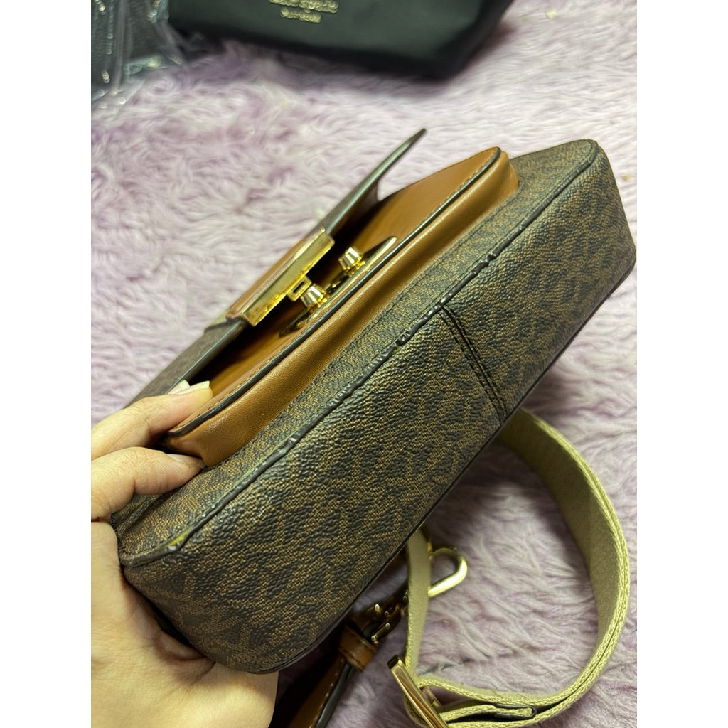 ORIG Preloved MK Sloan Editor Medium Flap Messenger Brown Bag