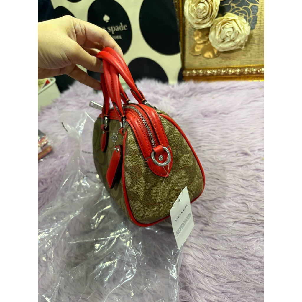 ORIG & IMPORTED CCH Mini Rowan Crossbody Small Bag in Khaki Brown/Miami Red