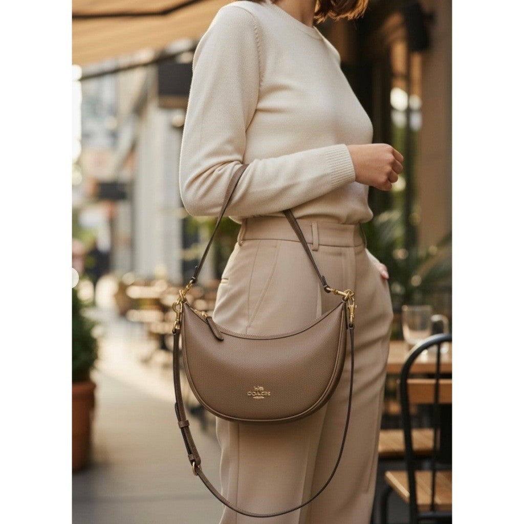 ORIG & IMPORTED Coach Aria Shoulder Hobo Bag Dark Stone/Brown
