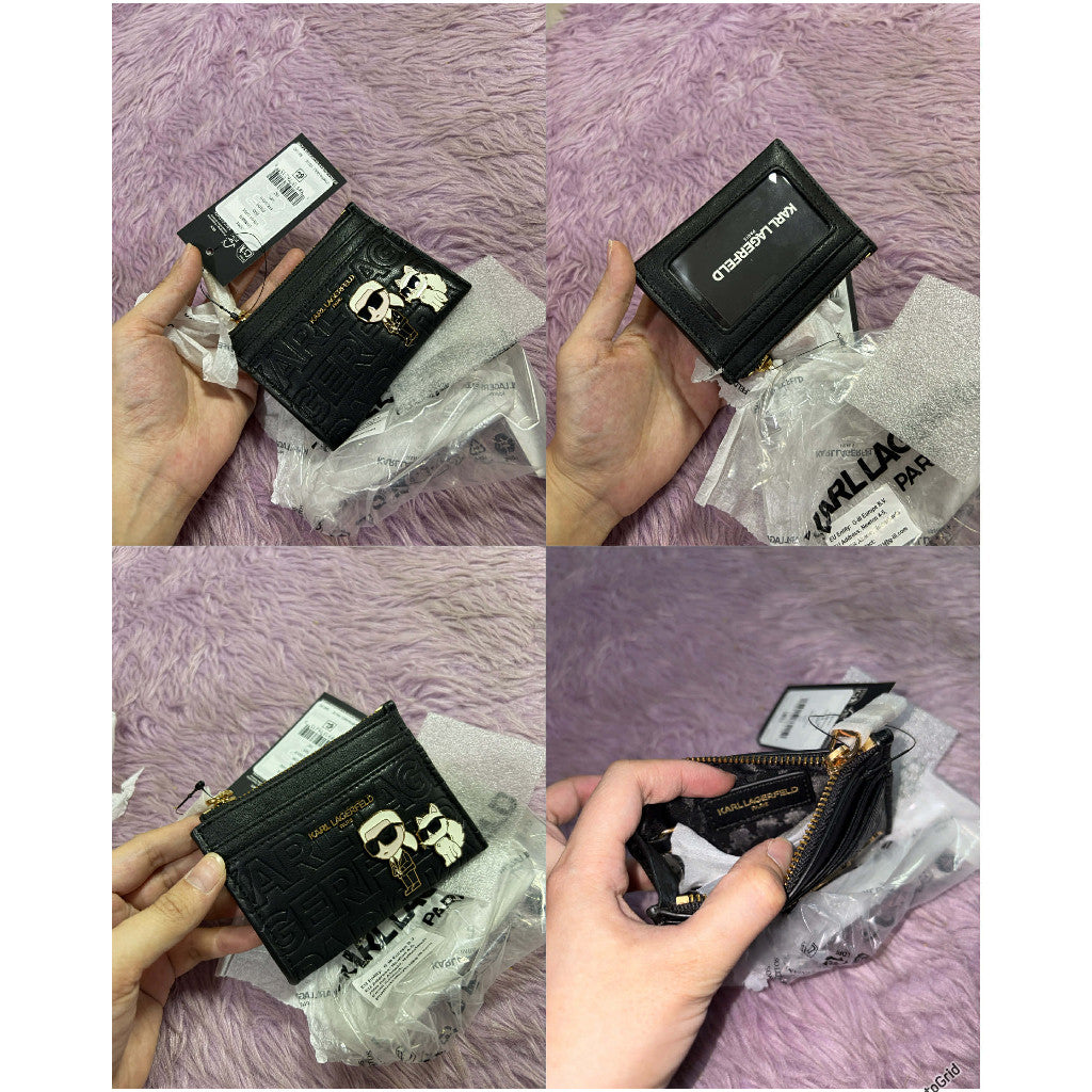 ORIG & IMPORTED Karl Lagerfeld KL Card Case Skinny Small Slim Wallet Pink/Black