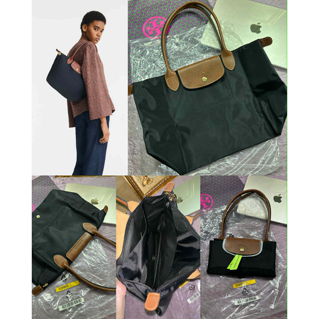 ORIG & IMPORTED Longchamp LC Le Pliage Medium Long Handle Nylon Tote Bag
