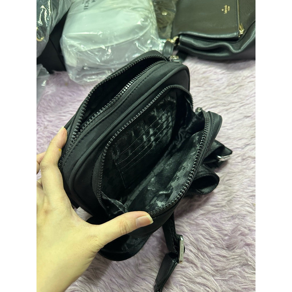 ORIG Preloved Karl Lagerfeld KL Convertible Nylon Black Belt Crossbody Bag