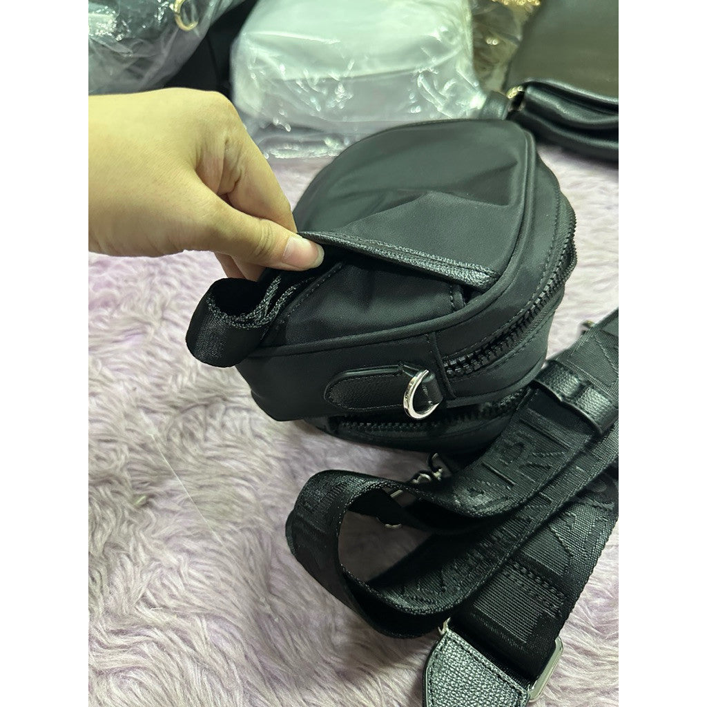 ORIG Preloved Karl Lagerfeld KL Convertible Nylon Black Belt Crossbody Bag