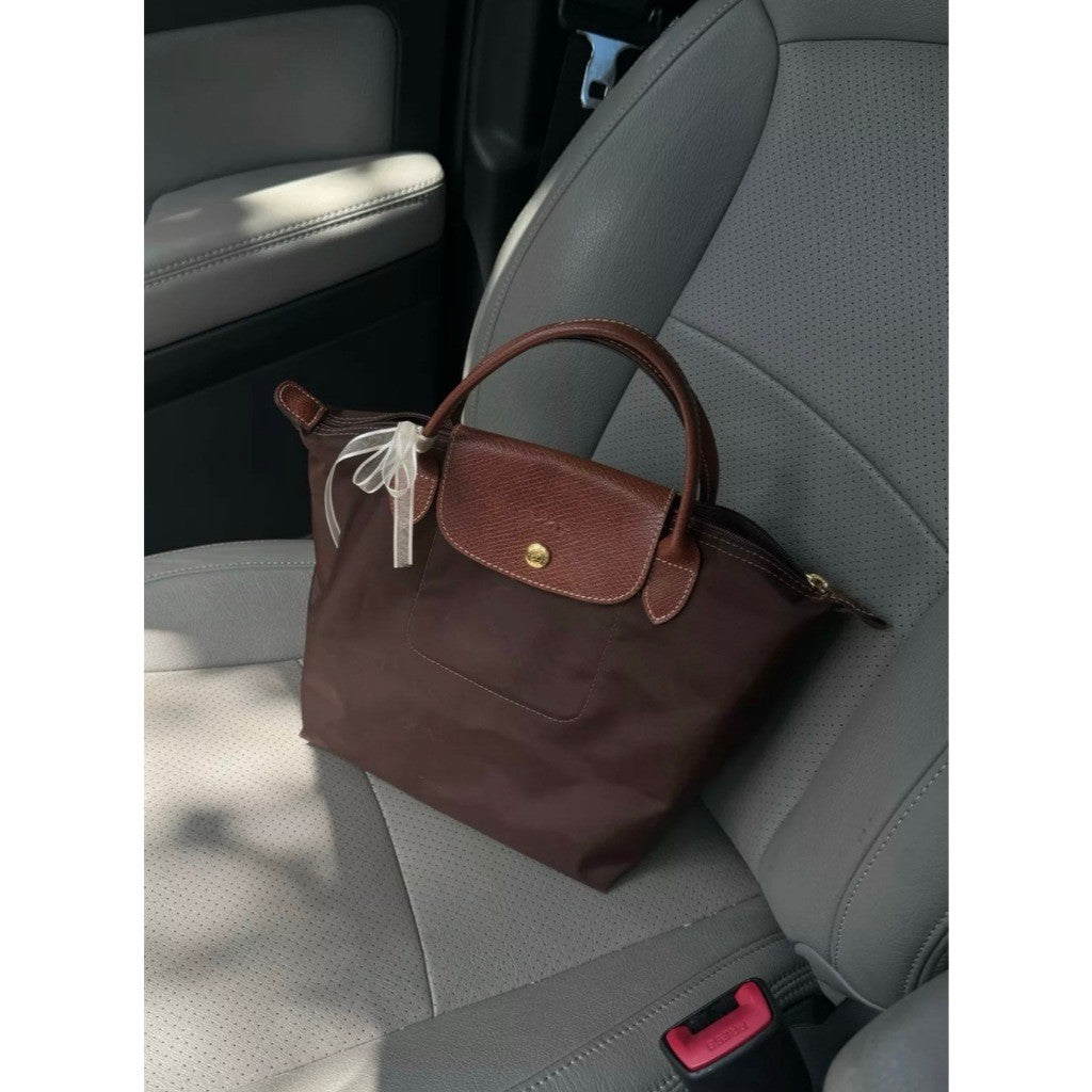 ORIG & IMPORTED EBONY BROWN Longchamp LC Le Pliage Nylon Tote Bag