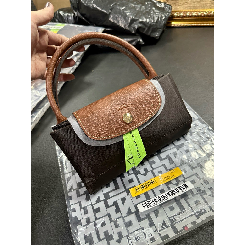 ORIG & IMPORTED EBONY BROWN Longchamp LC Le Pliage Nylon Tote Bag