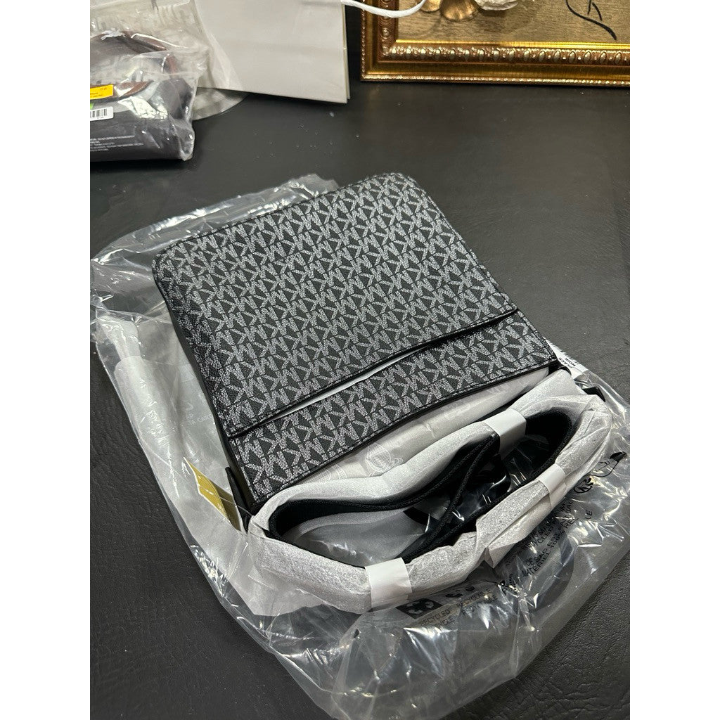 ORIG & IMPORTED MK Jet Set Logo Stripe Crossbody File Bag Black