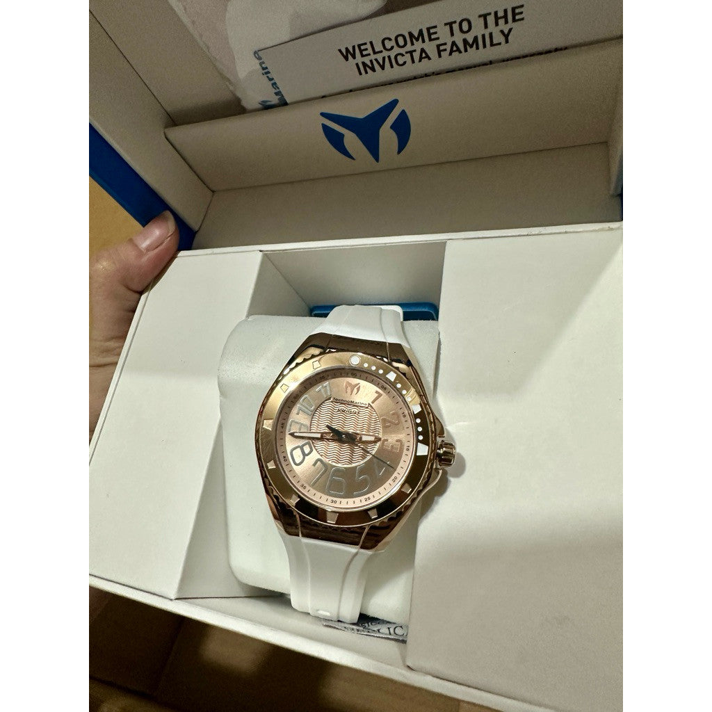 ORIG & IMPORTED Technomarine Lusso Mare 38mm TM-225048 White Strap Lady's Watch