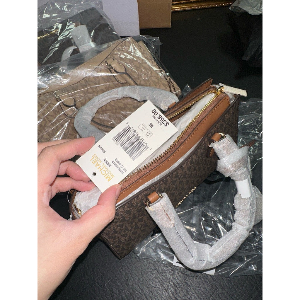 ORIG & IMPORTED MK Arden Small Signature Logo Satchel Brown/Beige Camel Bag