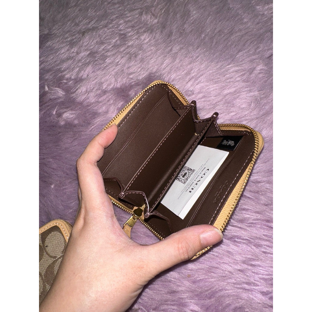 ORIG & IMPORTED CCH Essential Small Signature Jacquard Zip Around Brown Wallet