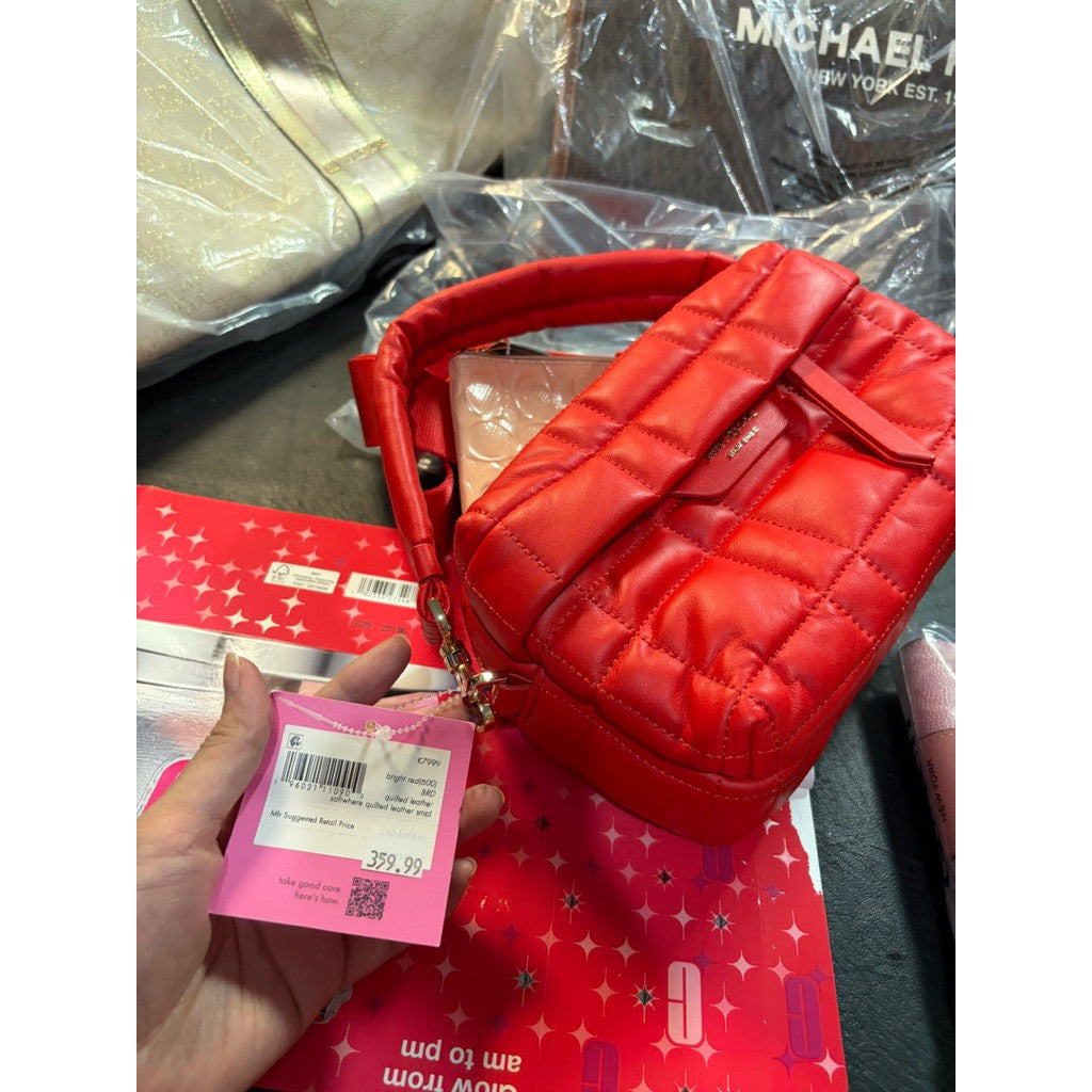 ORIG & IMPORTED KS Softwhere Quilted Leather Small Convertible Crossbody Red Bag