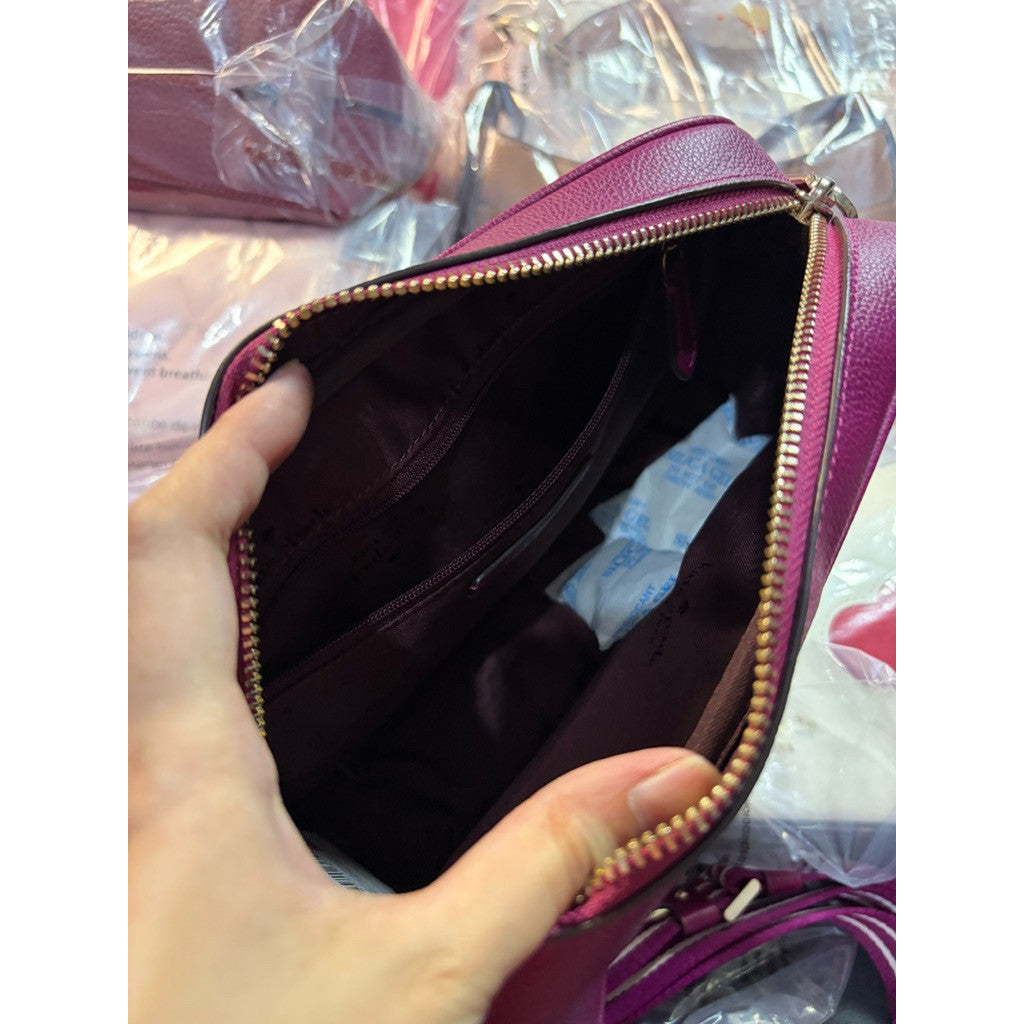 ORIG & IMPORTED KS Rosie Pebbled Leather Flap Camera Bag Magenta Pink