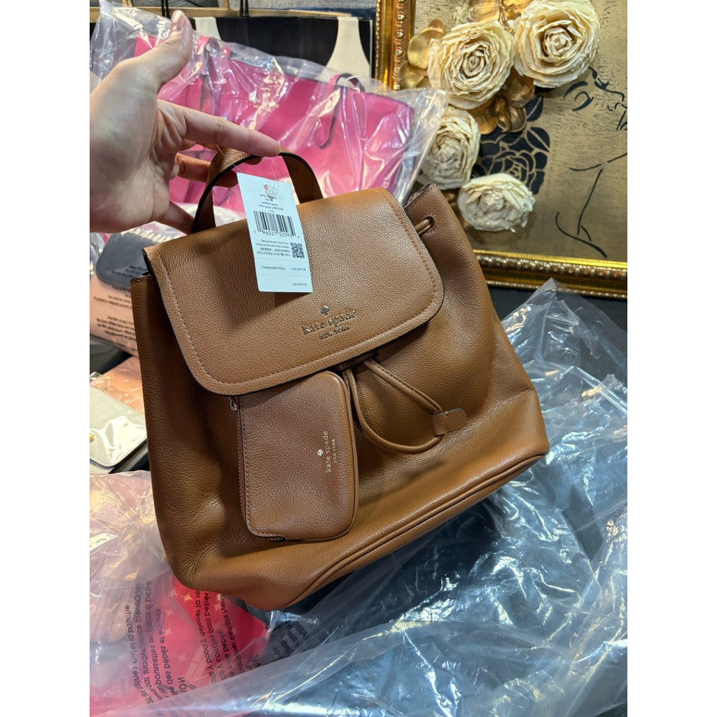 ORIG & IMPORTED KS Rosie Medium Flap Backpack Brown Bag with Wallet