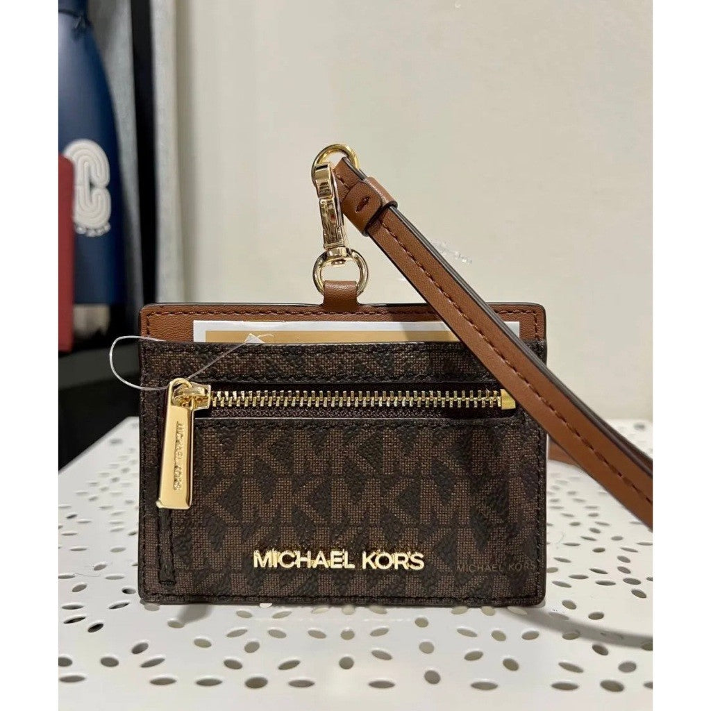 ORIG & IMPORTED MK Card Case ID Lanyard in Signature Brown