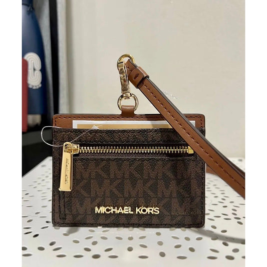 ORIG & IMPORTED MK Card Case ID Lanyard in Signature Brown
