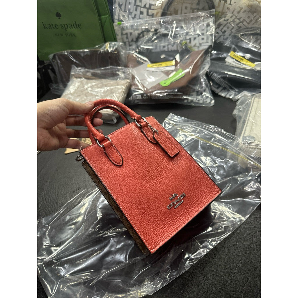 ORIG & IMPORTED CCH Signature North South Mini Tote Khaki Orange Phone Bag
