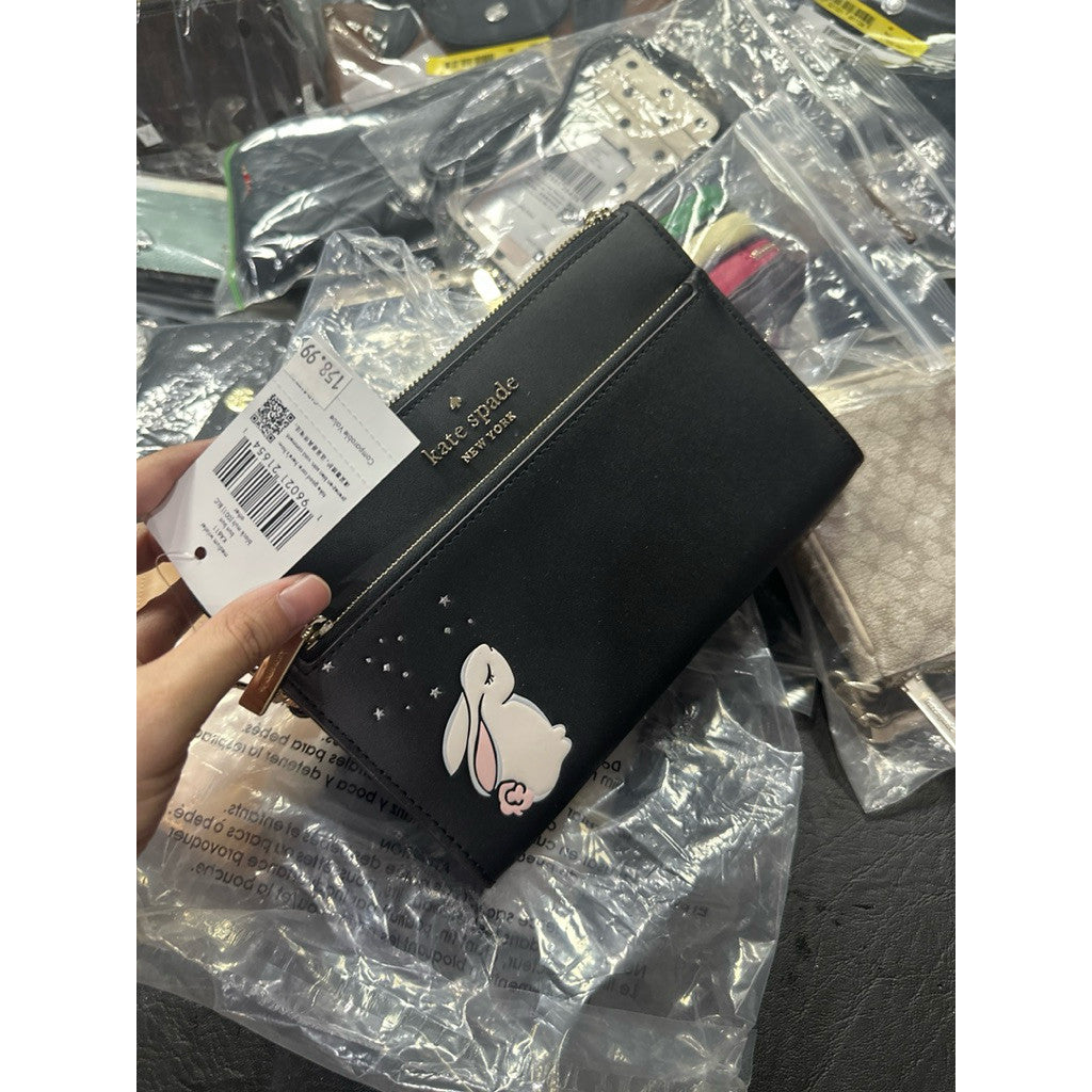 ORIG & IMPORTED KS Bunny Medium Wristlet Black Wallet
