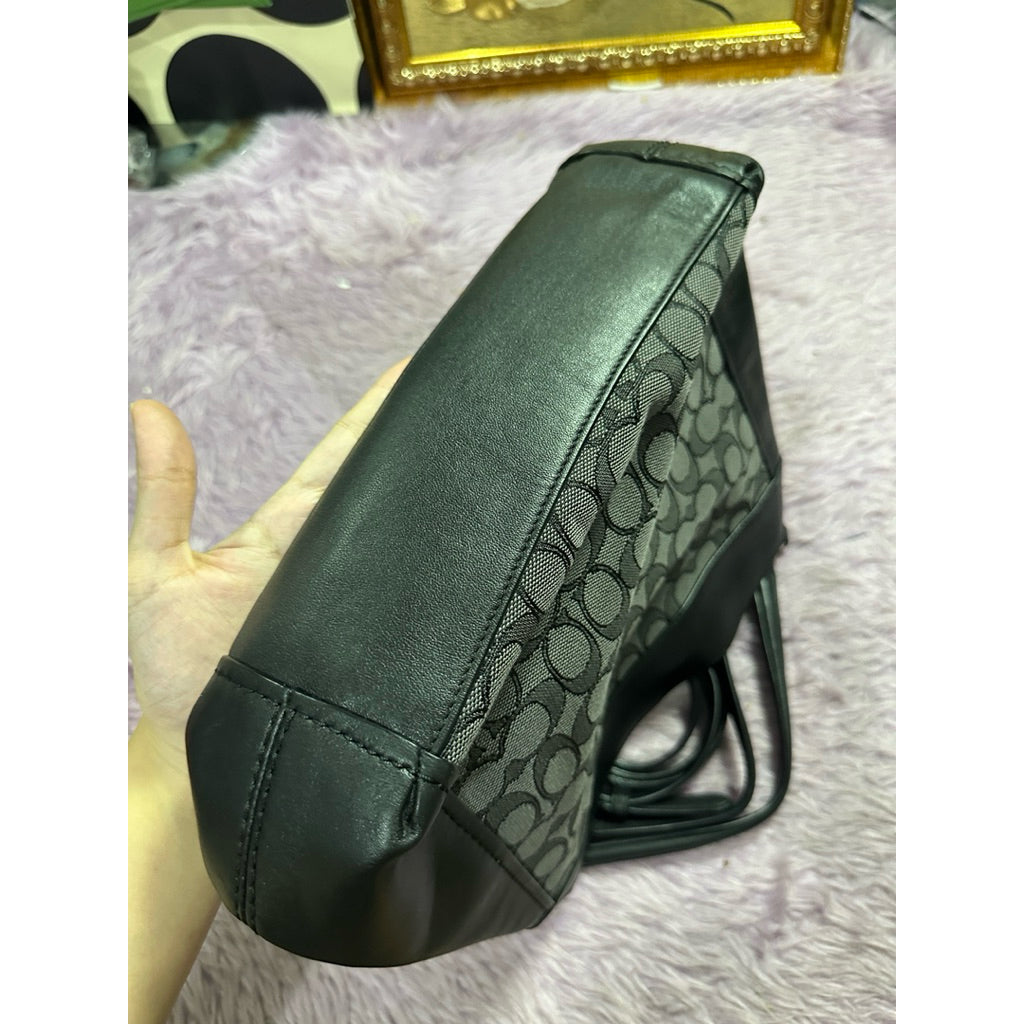 ORIG Preloved CCH Small Lexy Shoulder Black Signature Canvas Bag
