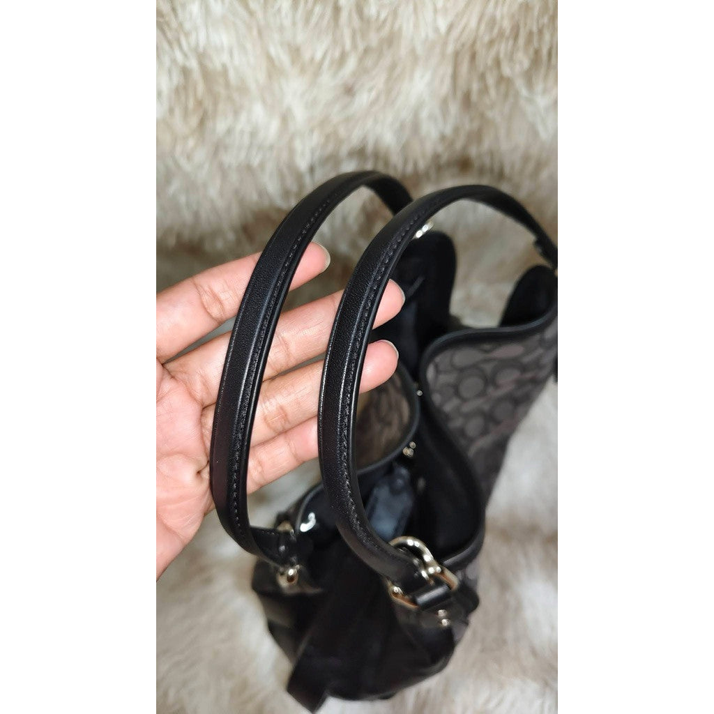 ORIG Preloved Coach Edie Signature Jacquard 28 Shoulder Bag, Black