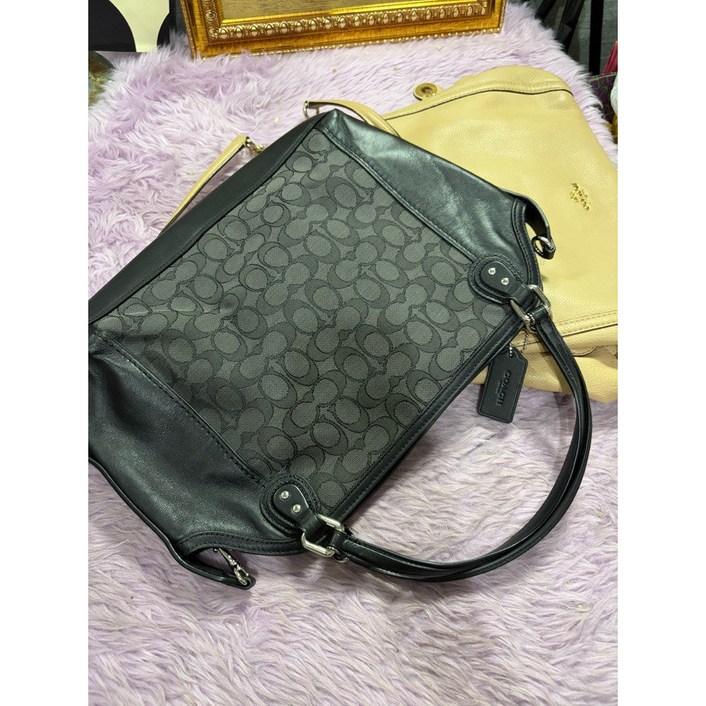 ORIG Preloved Coach Edie Signature Jacquard 28 Shoulder Bag, Black