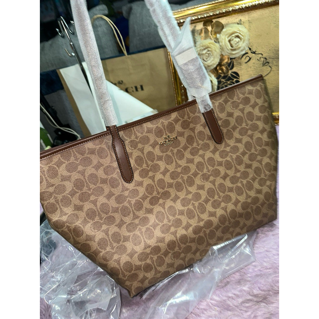ORIG & IMPORTED CCH Large City Tote Bag In Signature Canvas Tan/Brown