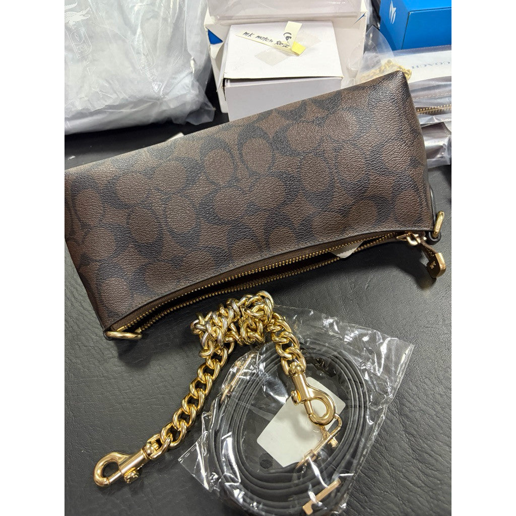 ORIG Preloved CCH Charlotte Shoulder Chain Bag In Signature Canvas Brown