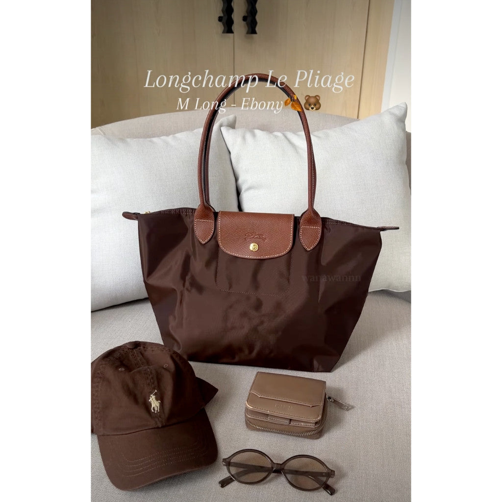 ORIG & IMPORTED EBONY BROWN Longchamp LC Le Pliage Nylon Tote Bag