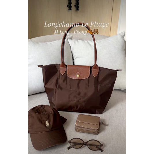 ORIG & IMPORTED EBONY BROWN Longchamp LC Le Pliage Nylon Tote Bag