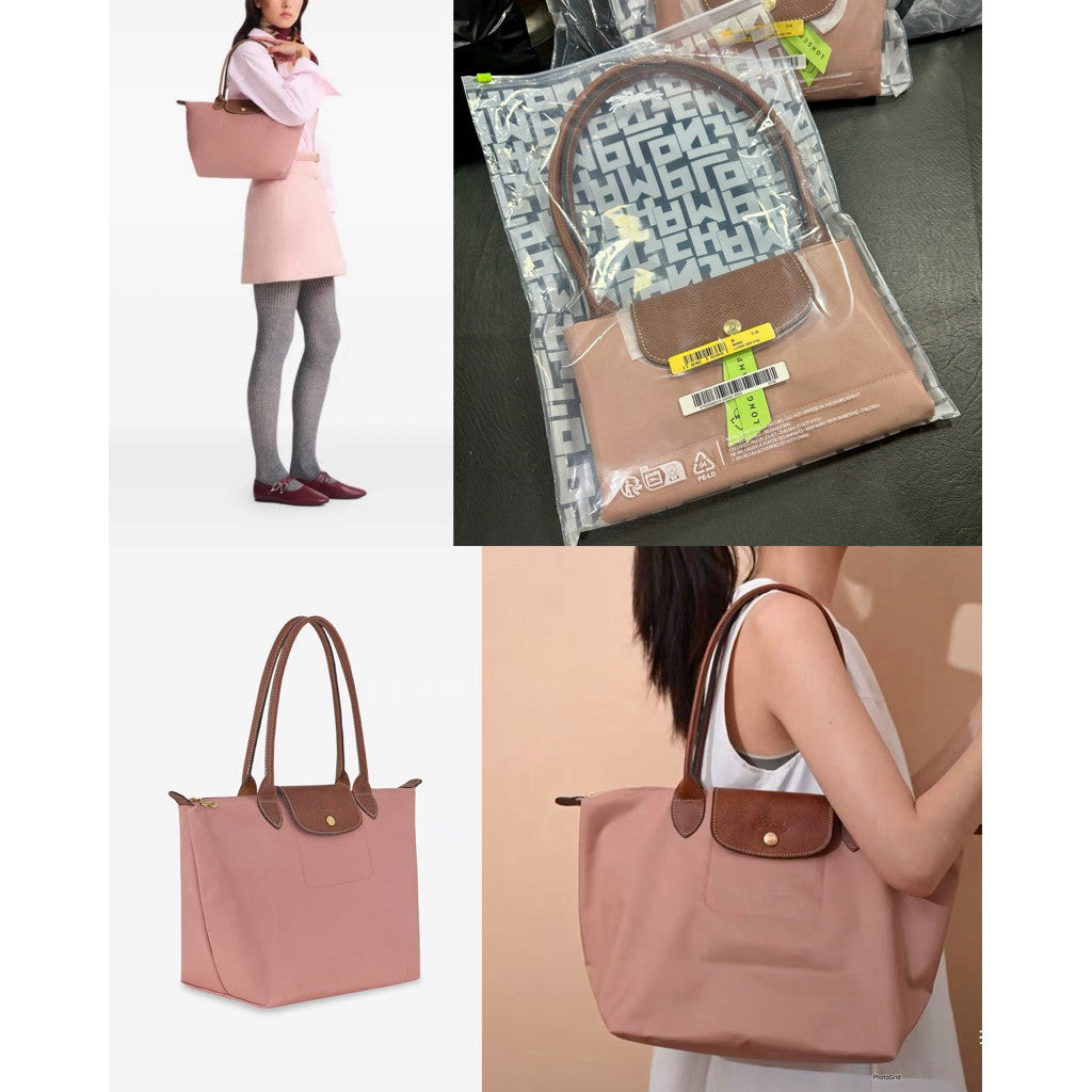 ORIG & IMPORTED ROSETTE PINK Longchamp LC Le Pliage Nylon Tote Bag