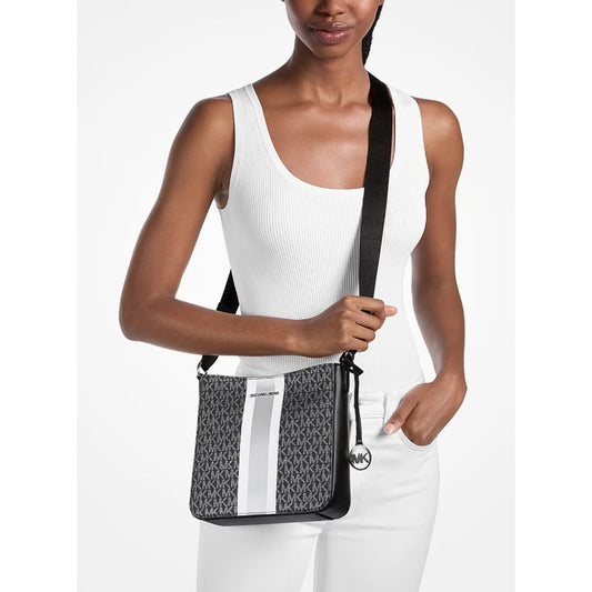 ORIG & IMPORTED MK Jet Set Logo Stripe Crossbody File Bag Black