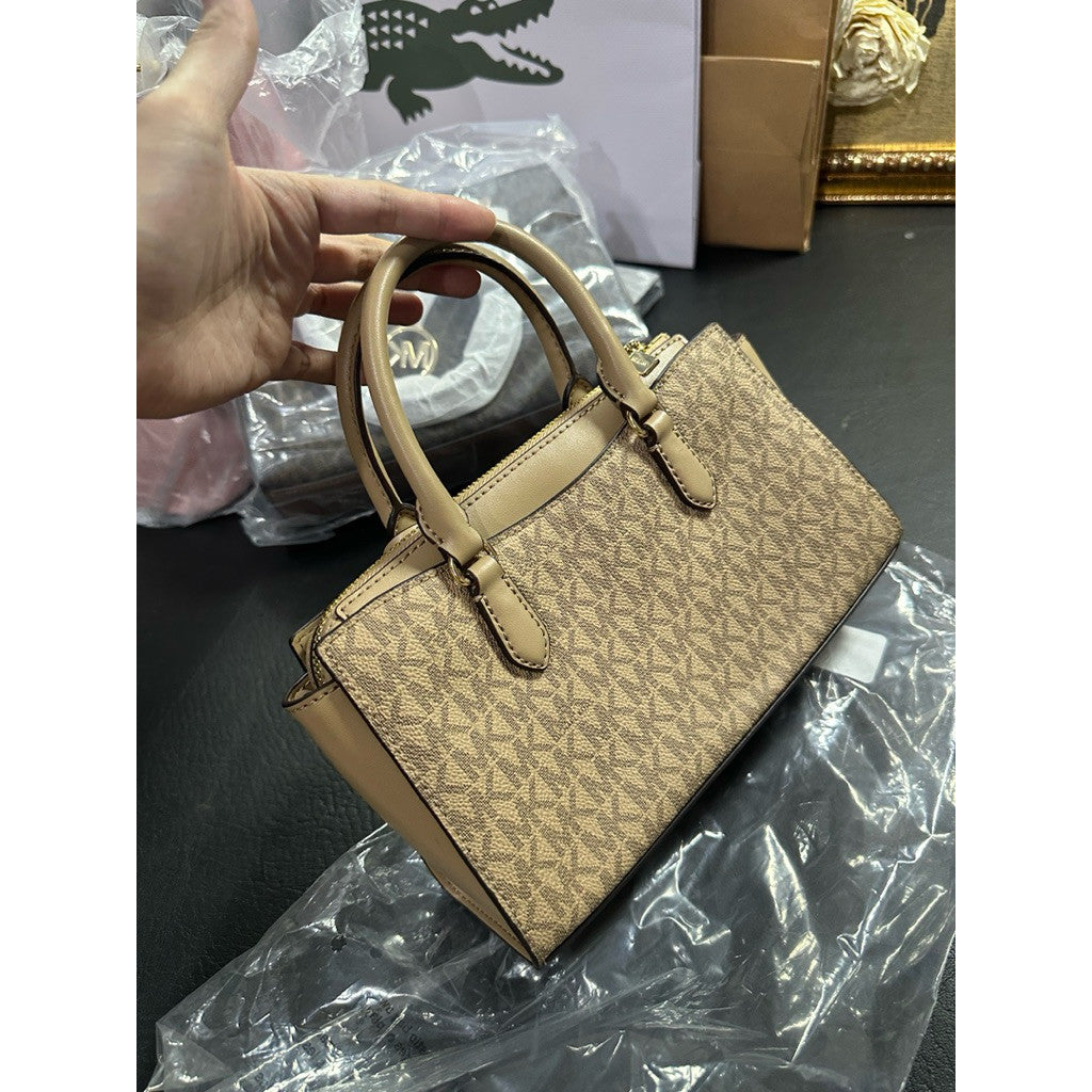 ORIG & IMPORTED MK Arden Small Signature Logo Satchel Brown/Beige Camel Bag
