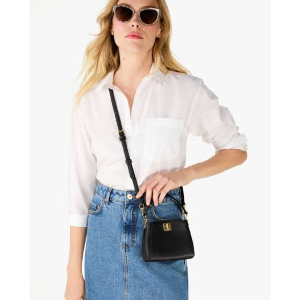 ORIG & IMPORTED KS Phoebe Mini and Small Top Handle Bucket Black Bag