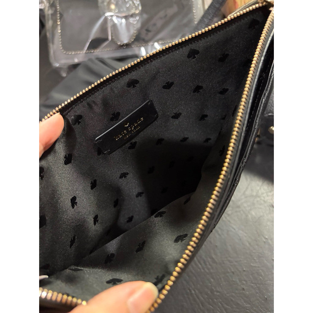 ORIG Preloved KS Natalia Quilted Large Zip Slim Pouch Black