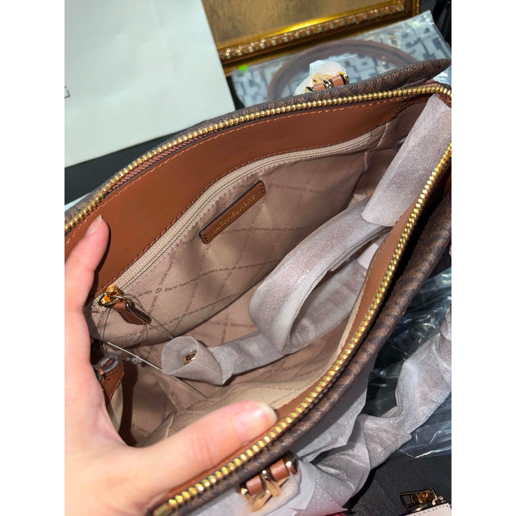 ORIG & IMPORTED MK Marilyn Medium Signature Logo Convertible Satchel Brown Bag