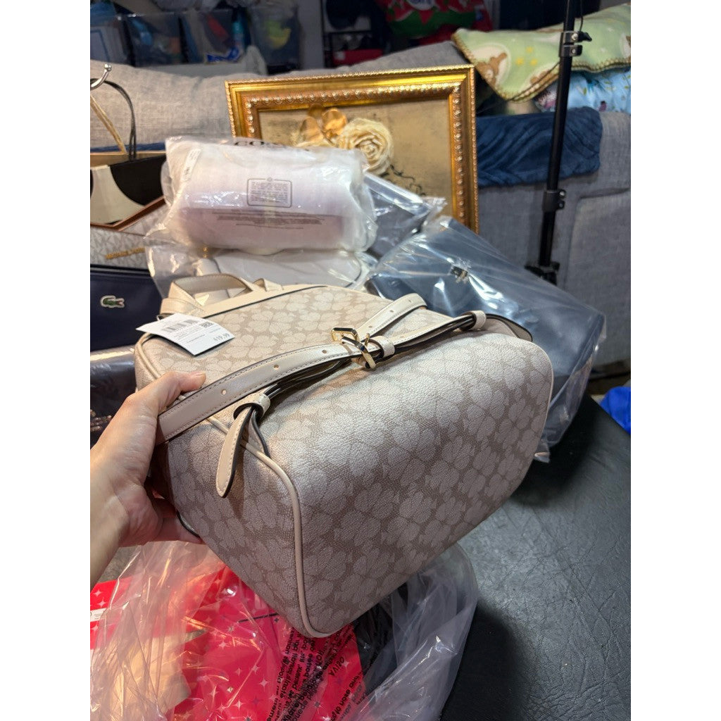 ORIG & IMPORTED KS Flower Medium Backpack Beige Bag